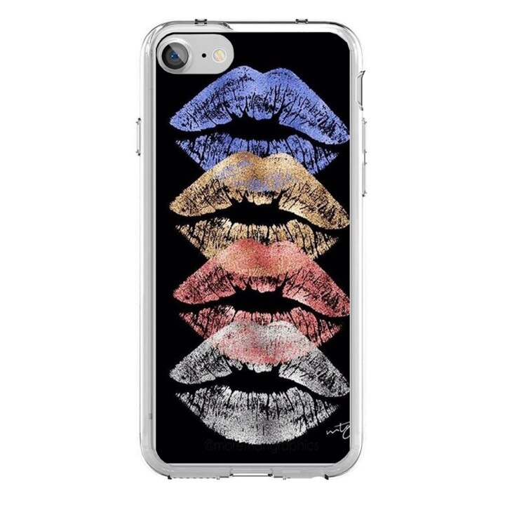 Husa silicon neagra iPhone 7 Kisses