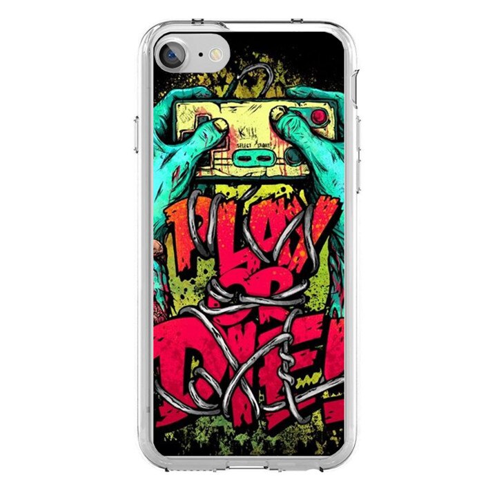 Husa silicon neagra iPhone 7 Play or Die