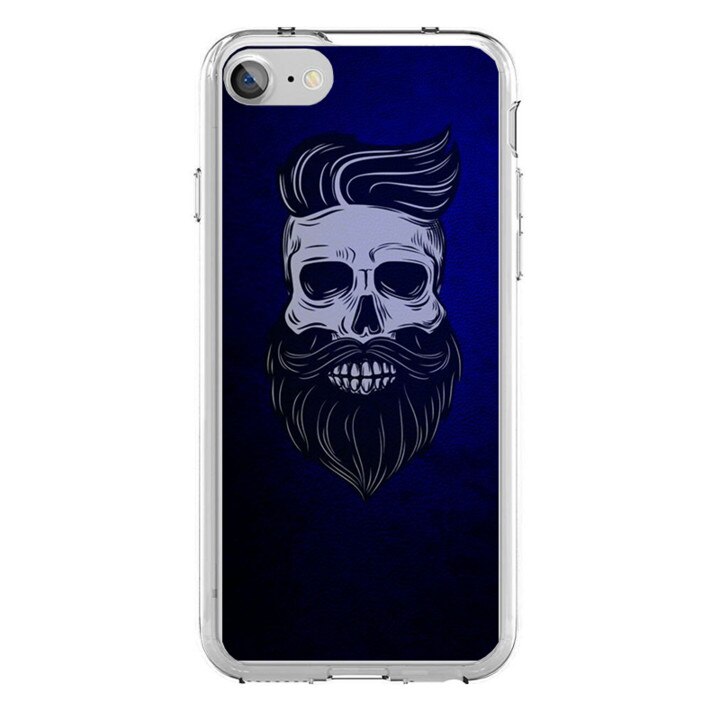 Husa silicon albastra iPhone 7 Barber Skull