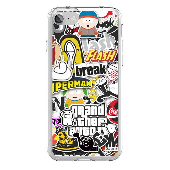 Husa silicon multicolora iPhone 7 Flash and Break