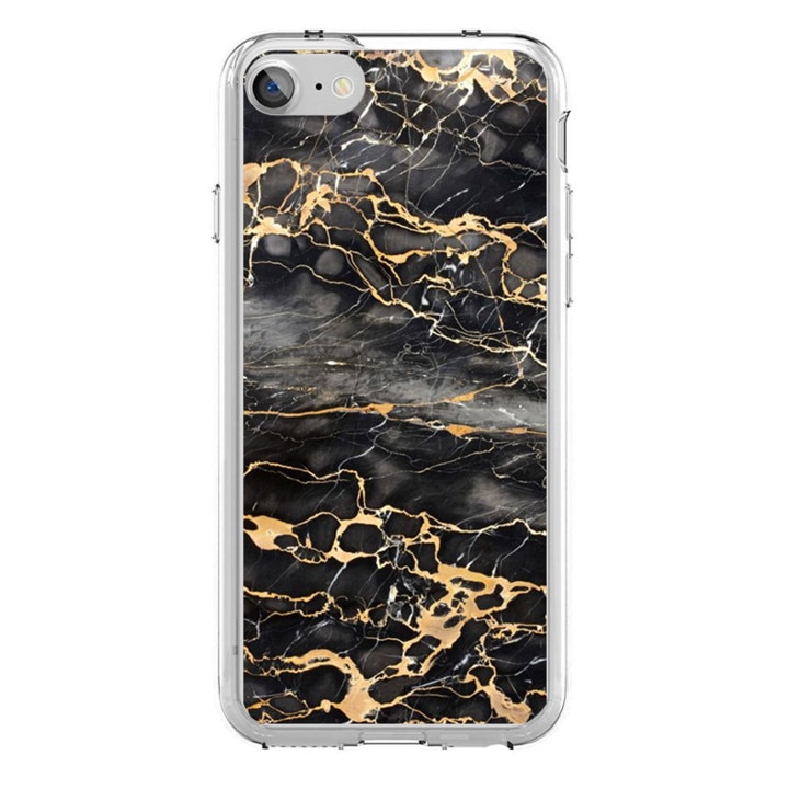 Husa silicon gri iPhone 7 Gold Marble