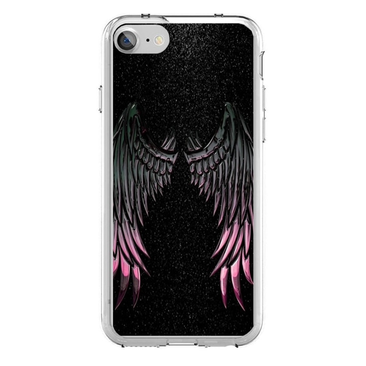 Husa silicon neagra iPhone 7 Wings Galaxy