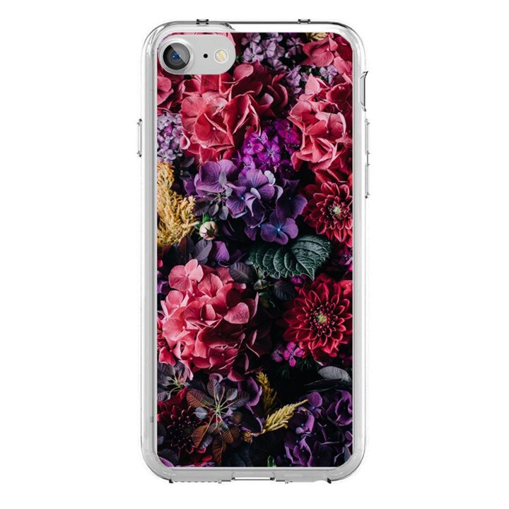 Husa silicon roz iPhone 7 Colorfull Flowers