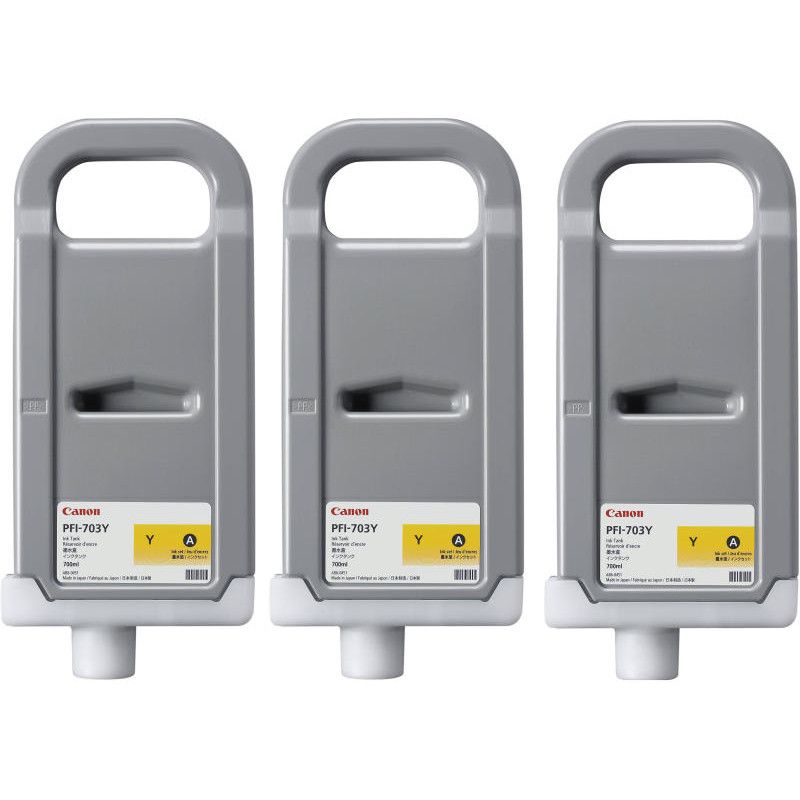 Pachet cartuse cerneala PFI-703Y galben Canon 3 x 700ml