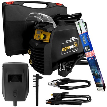 Aparat sudura multifunctional AgroPro MMA 220 Thunder, inverter, 220A, MMA, TIG, VRD, tehnologie IGBT, pachet electrozi AgroPro, cutie transport Aparat sudura multifunctional AgroPro MMA 220 Thunder, inverter, 220A, MMA, TIG, VRD, tehnologie IGBT, pachet electrozi AgroPro, cutie transport