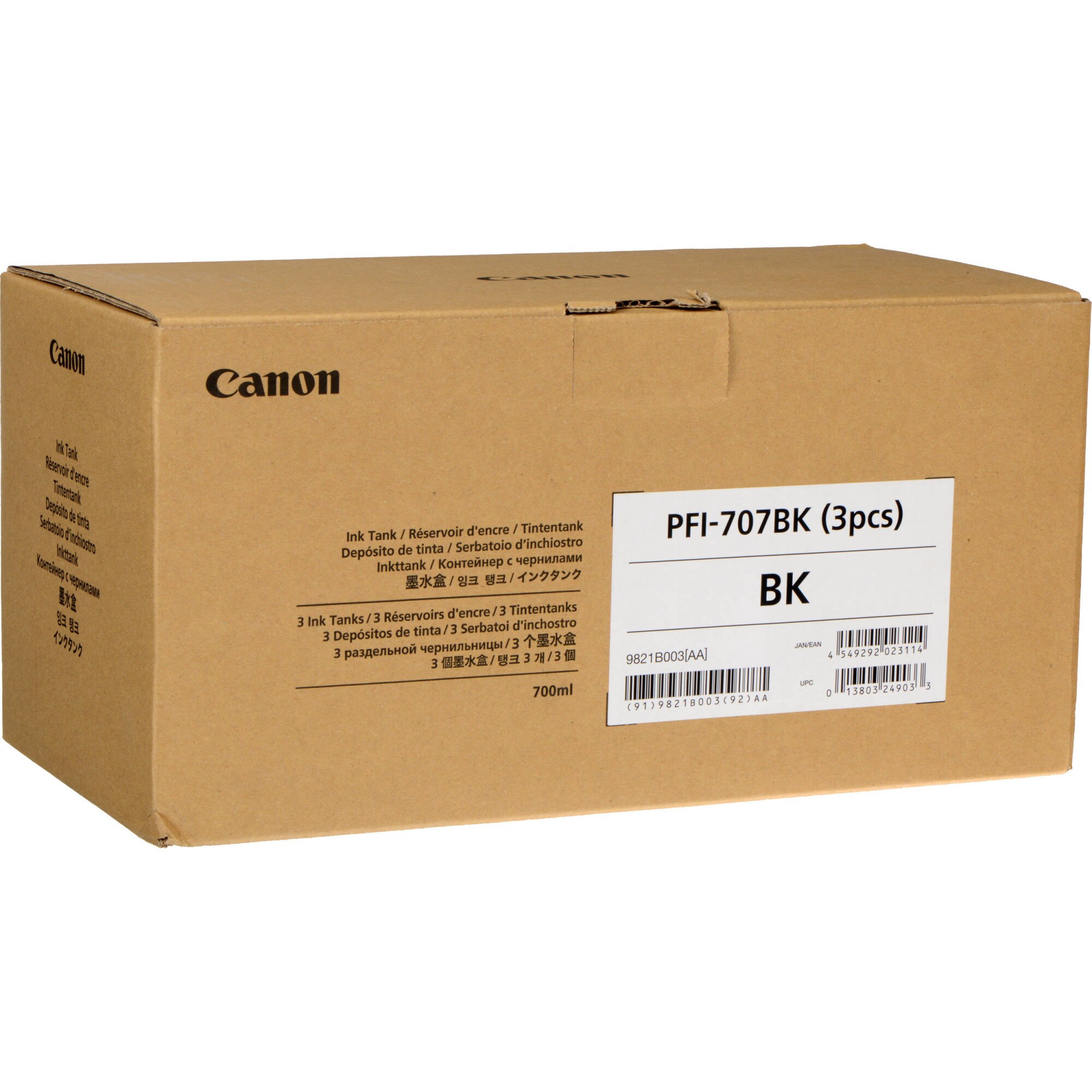 Pachet cartuse cerneala PFI-707BK negru Canon 3 x 700ml