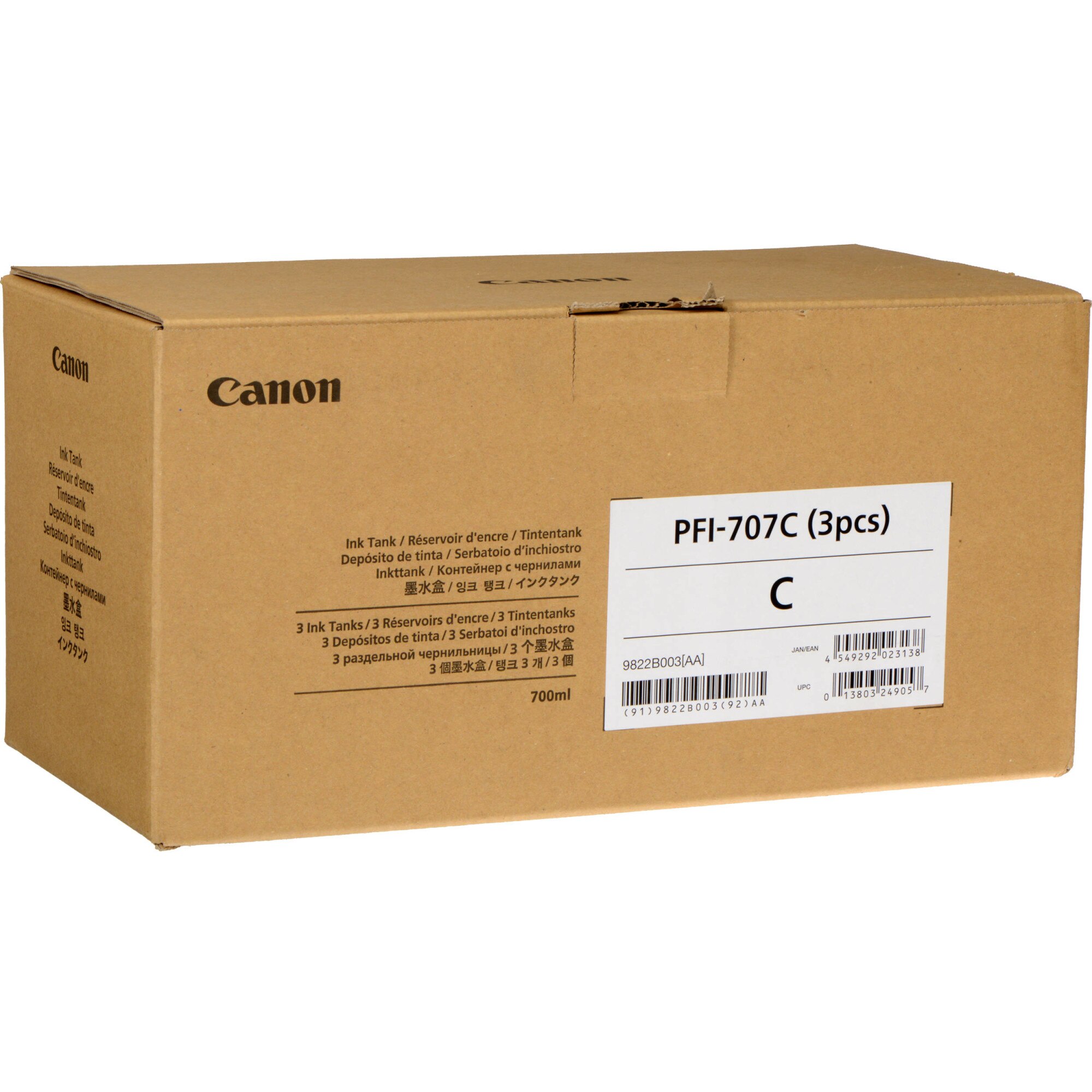 Pachet cartuse cerneala PFI-707C cyan Canon 3 x 700ml
