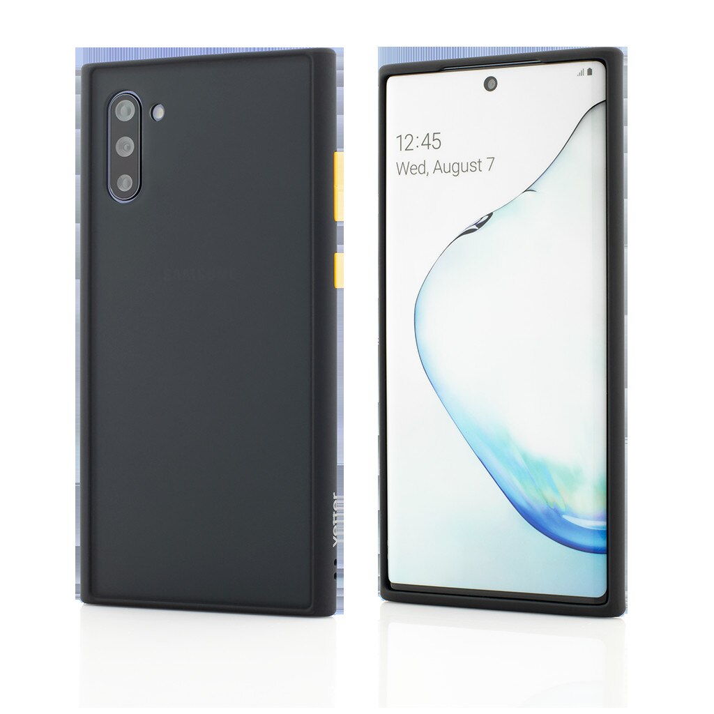 Husa de protectie Vetter pentru Samsung Galaxy Note 10, Clip-On Hybrid, Shockproof Soft Edge and Rigid Matte Back Cover, Black