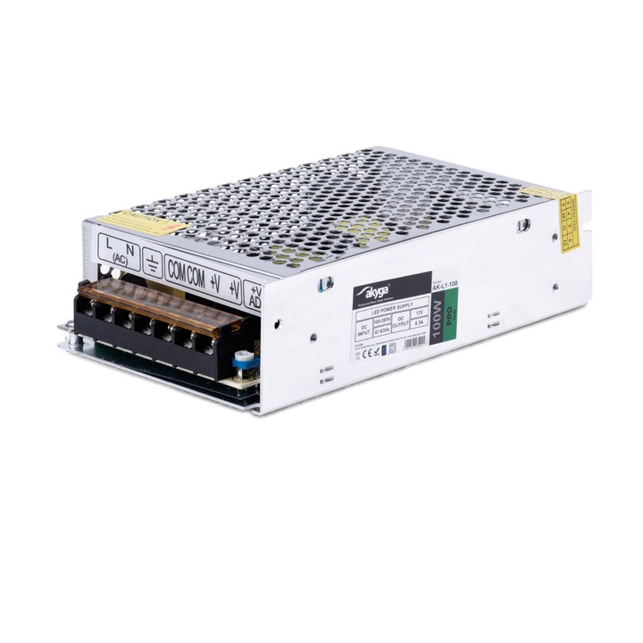 Sursa de alimentare pentru banda LED, AK-L1-100, 12V 8.3A 100W, 100-265V, IP20