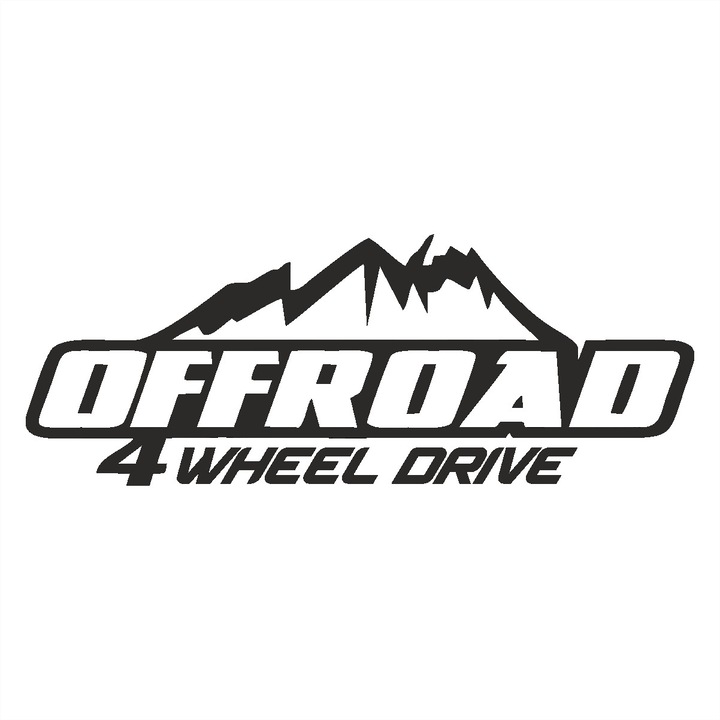 Sticker decorativ tuning, off road, 4 wheel drive, pentru masina de teren, munti, Negru, dimensiune sticker 27 x 10 cm