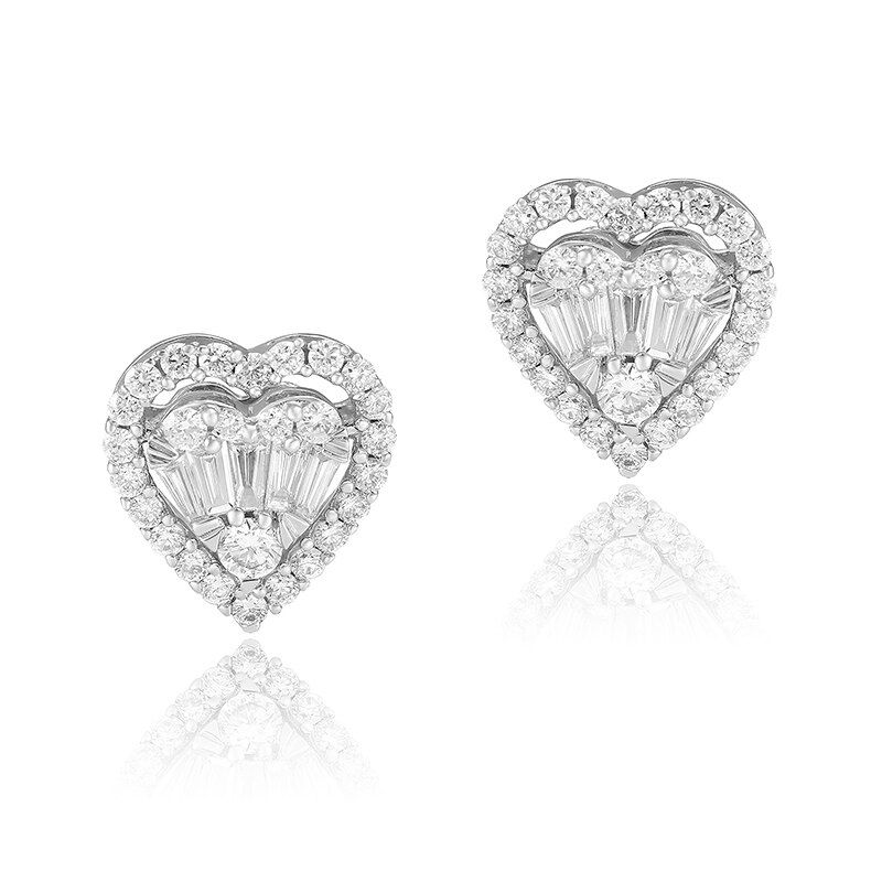 Cercei Inima Blanco's Aur 18k Diamante EP-31006-W