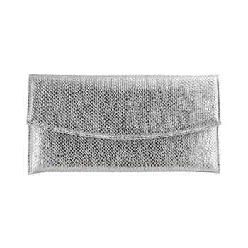 Poseta plic Anna, din piele laminata argintie cu aspect tip piton Poseta plic Anna, din piele laminata argintie cu aspect tip piton