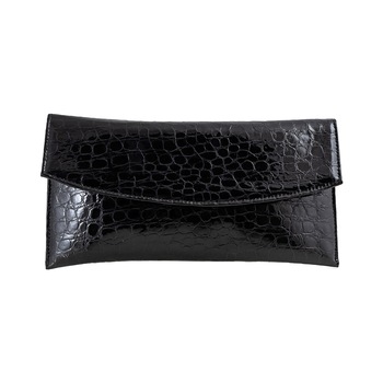 Poseta plic Anna, din piele lacuita neagra cu textura croco Poseta plic Anna, din piele lacuita neagra cu textura croco