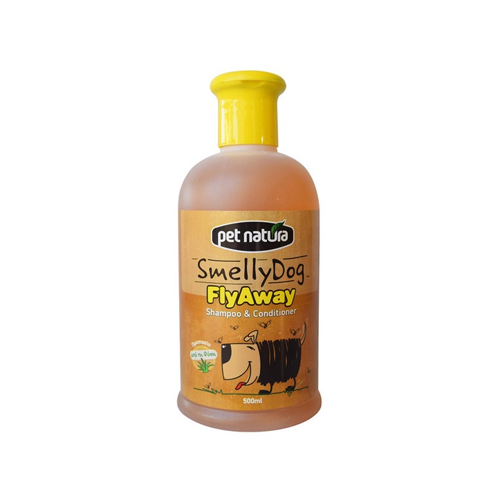 Sampon si balsam 2 in 1, Pet Natura, Smelly Dog Fly Away, Pentru animale de companie, Fara parabeni, Extract de Citronella, 500 ml