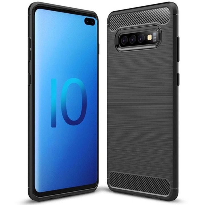 SAMSUNG Galaxy S10 Plus tok - Luxus Carbon TSS, fekete