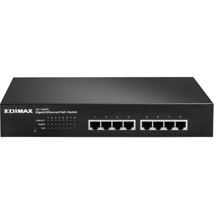 Switch Edimax GS-1008PL, 8 porturi Gigabit, 8 porturi PoE+, Montare in Rack