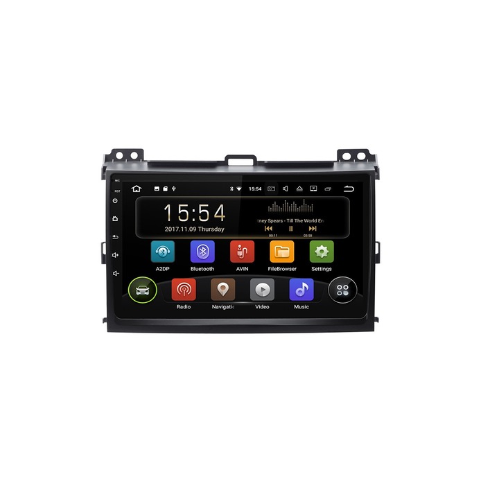 GPS Navigációs Rendszer, Toyota Prado Land Cruiser J120, (2003 -2009), 9" Kijelző, Android, 2 GB RAM, 16 GB ROM, Internet, 4G, Alkalmazásokkal, Waze, Wi -Fi, USB, Bluetooth