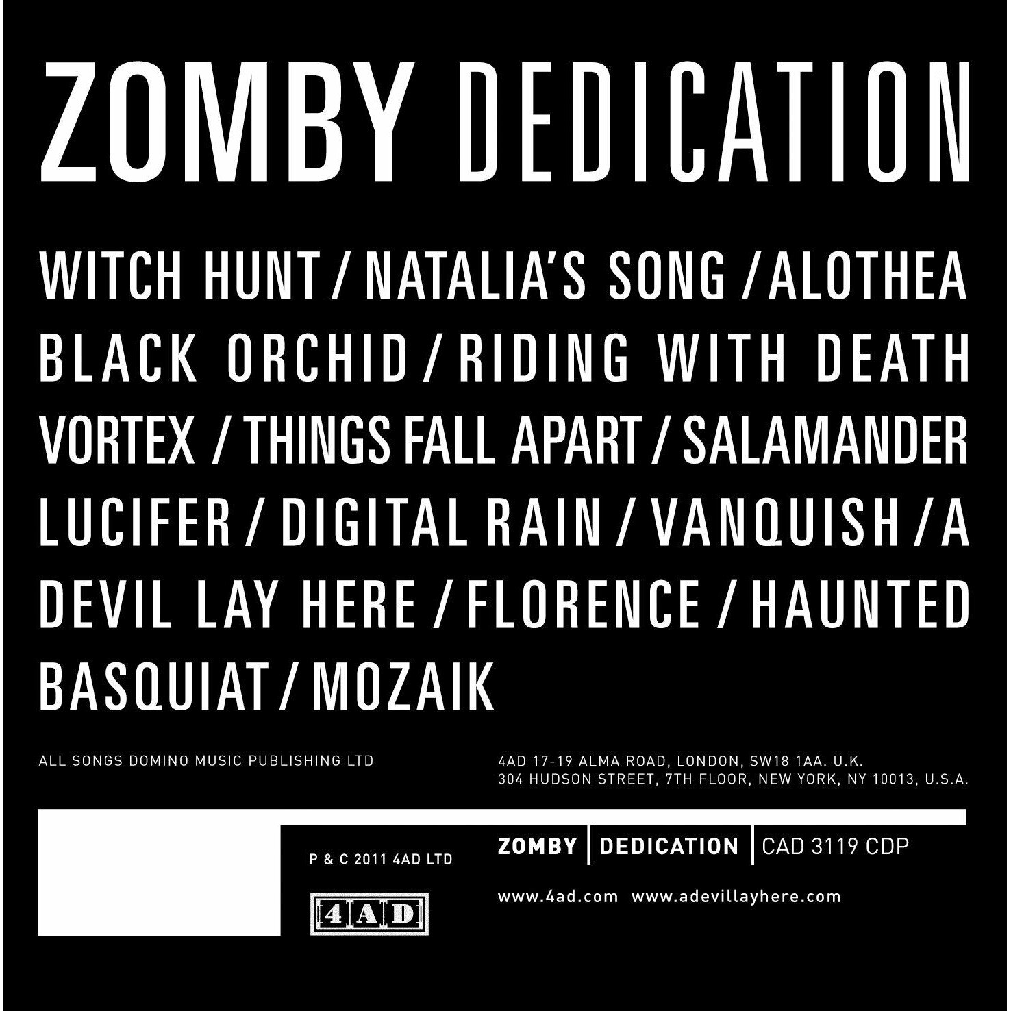 Zomby - Dedication - CD