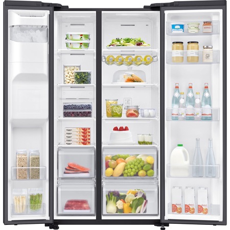 Side by side Samsung RS65R541122C/EO, 617 L, Clasa A+, No frost, Auto Ice Maker, Dozator apa, Compresor Digital Invertor, H 178 cm, Sticla neagra