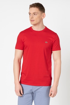 Lacoste, Tricou cu decolteu la baza gatului si aplicatie logo discreta, Rosu Lacoste, Tricou cu decolteu la baza gatului si aplicatie logo discreta, Rosu