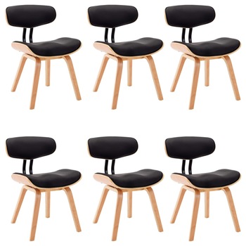 Set 6 scaune bucatarie, vidaXL, Piele artificiala/ lemn curbat, 51,5 x 54 x 78 cm, Negru Set 6 scaune bucatarie, vidaXL, Piele artificiala/ lemn curbat, 51,5 x 54 x 78 cm, Negru