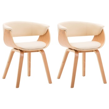 Set 2 scaune bucatarie, vidaXL, Lemn curbat/Piele ecologica, 59,5 x 51 x 72 cm, Crem Set 2 scaune bucatarie, vidaXL, Lemn curbat/Piele ecologica, 59,5 x 51 x 72 cm, Crem