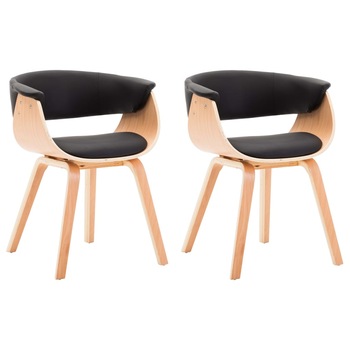 Set 2 scaune bucatarie, vidaXL, Lemn curbat/Piele ecologica, 59,5 x 51 x 72 cm, Negru Set 2 scaune bucatarie, vidaXL, Lemn curbat/Piele ecologica, 59,5 x 51 x 72 cm, Negru