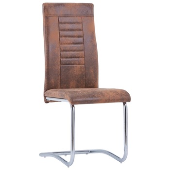 Set 2 scaune bucatarie/dining, vidaXL, Velur, 42 x 52,5 x 100 cm, Maro