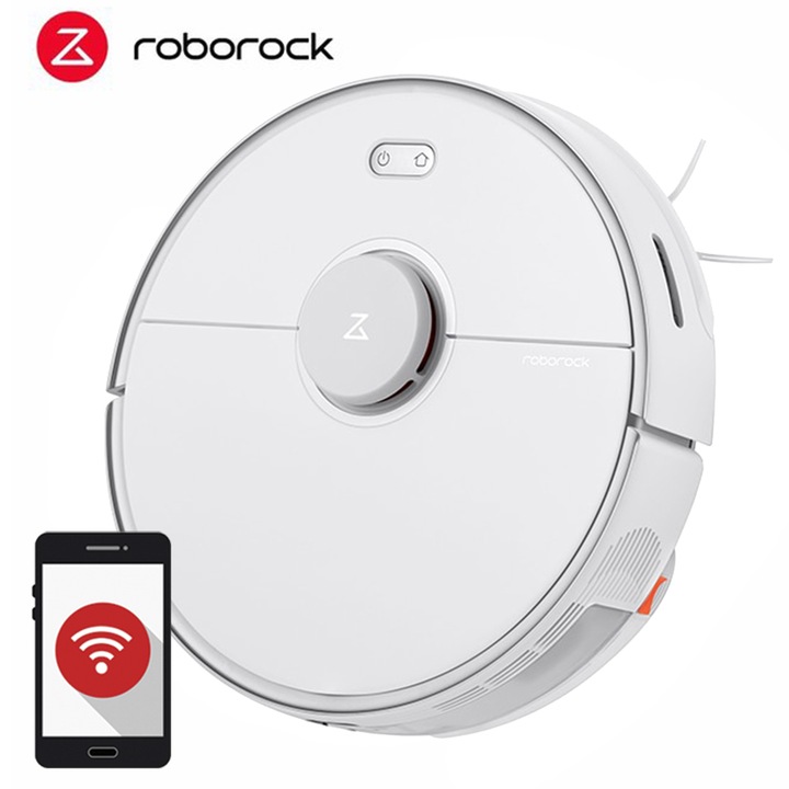 Робот прахосмукачка Xiaomi Roborock S5 MAX, Сухо и мокро почистване, Мобилно приложение, Лазерна навигация, Бяла