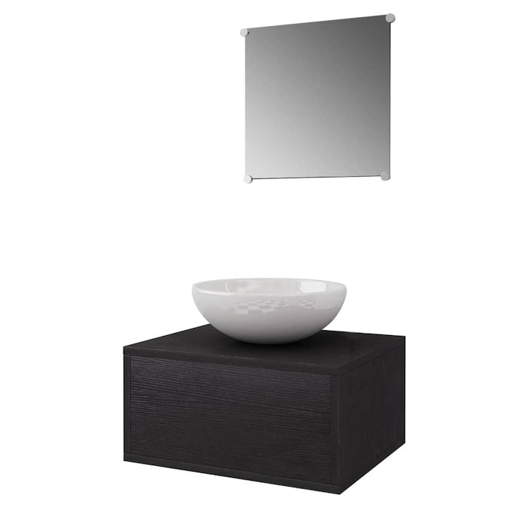 Set mobilier baie format din 3 piese cu chiuveta inclusa vidaXL, Negru 272225