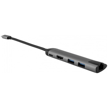 Hub Multiport Verbatim USB-C, 4K HDMI, USB 3.0, Ethernet Gigabit, Argintiu Hub Multiport Verbatim USB-C, 4K HDMI, USB 3.0, Ethernet Gigabit, Argintiu