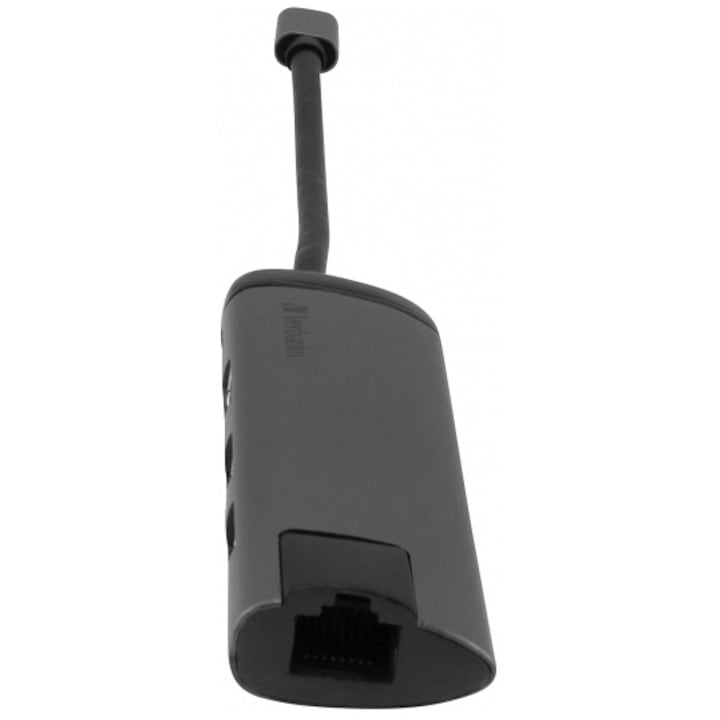 HUB USB VERBATIM 49141, Gigabit LAN, USB 3.0, HDMI (4K), USB Type C, cablu 15 cm