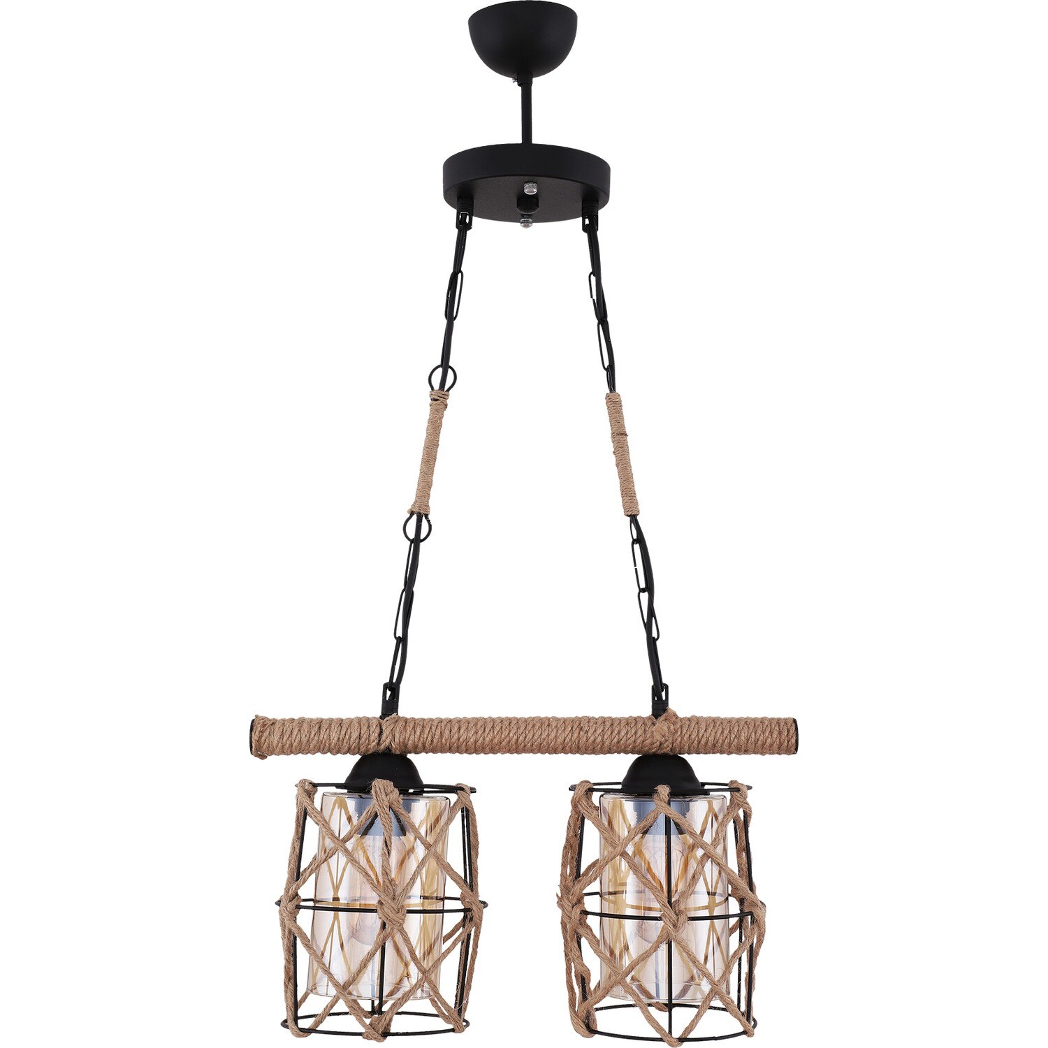 Lustra Guney, 2 becuri, Begusa, E 27, 60 W, Negru
