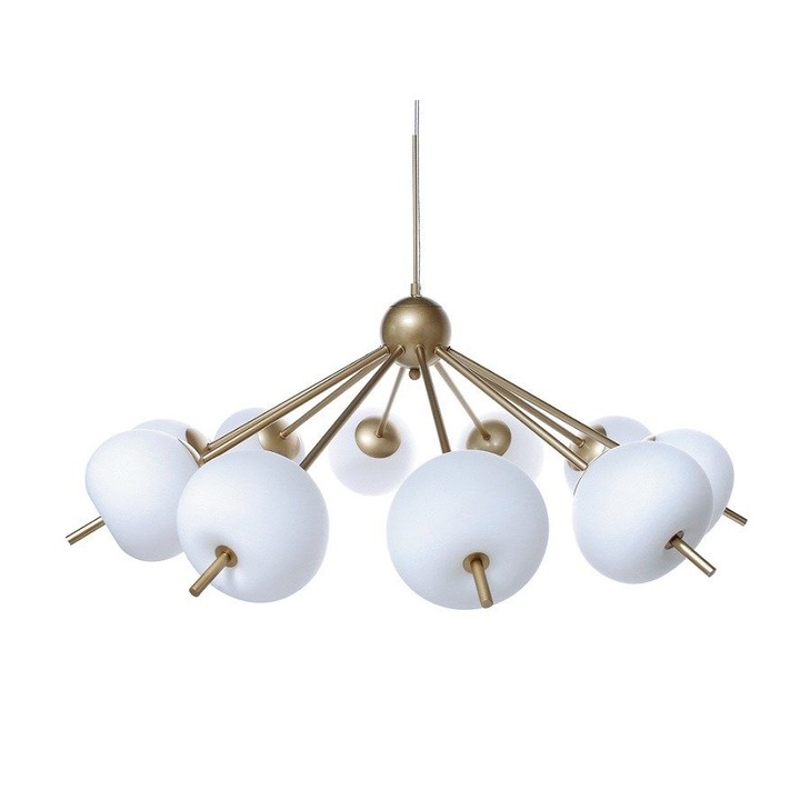 Pendul Berella Light Peonia, 10 x 6W LED, Auriu/Alb