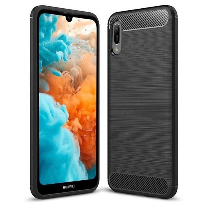 Калъф HUAWEI Y6 2019 \ Y6 Pro 2019 - луксозен карбон TSS, черен