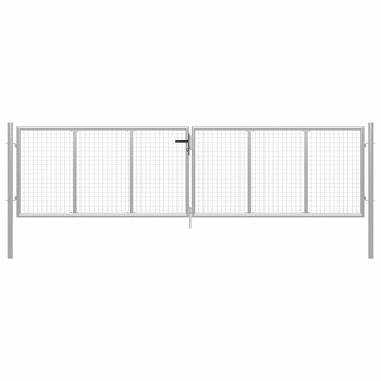 Poarta de gradina, vidaXL, Otel galvanizat, 415 x 150 cm, Argintiu Poarta de gradina, vidaXL, Otel galvanizat, 415 x 150 cm, Argintiu