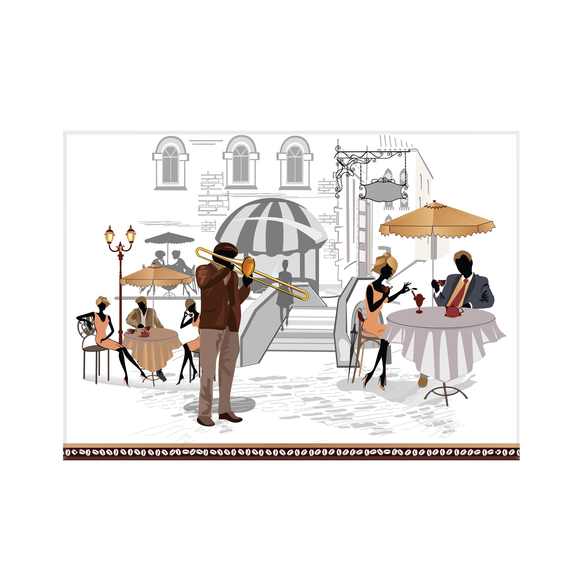 Sticla bucatarie securizata Saint Gobain Glass®, imprimata 90x65cm, protectie antistropire pentru aragaz, Ambra Deco, Cafea Retro