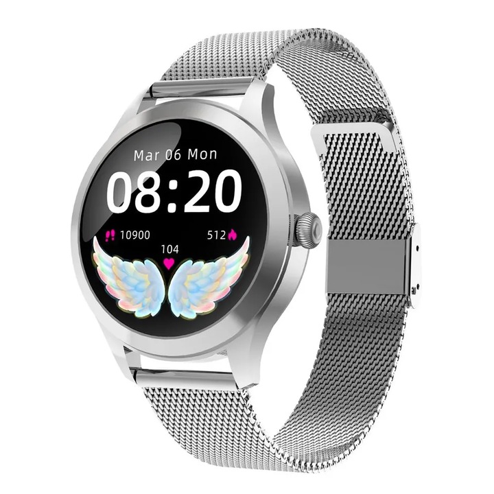 Ceas Smartwatch "ISP SMARTFIT for Ladies", functie antilost, monitorizare ritm cardiac, sedentarism, notificari, fete interschimbabile, Silver
