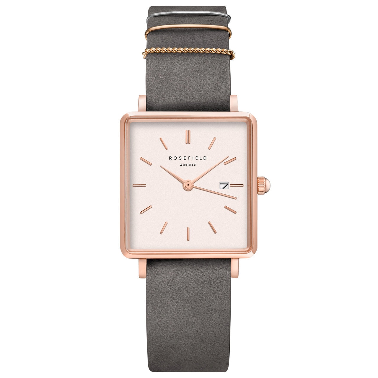 Ceas de dama Rosefield QWGR-Q12 The Boxy, 26mm, 3ATM, Auriu