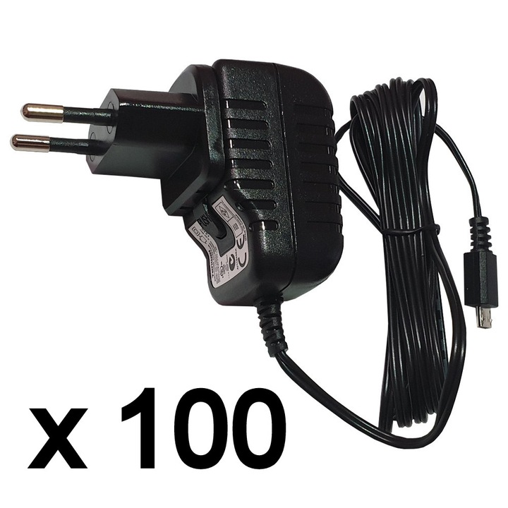 Micro USB töltő, 100 db-os csomag, 5 V, 1,2 A , 1,7 m kábel, TENWEI TAV010501200HU