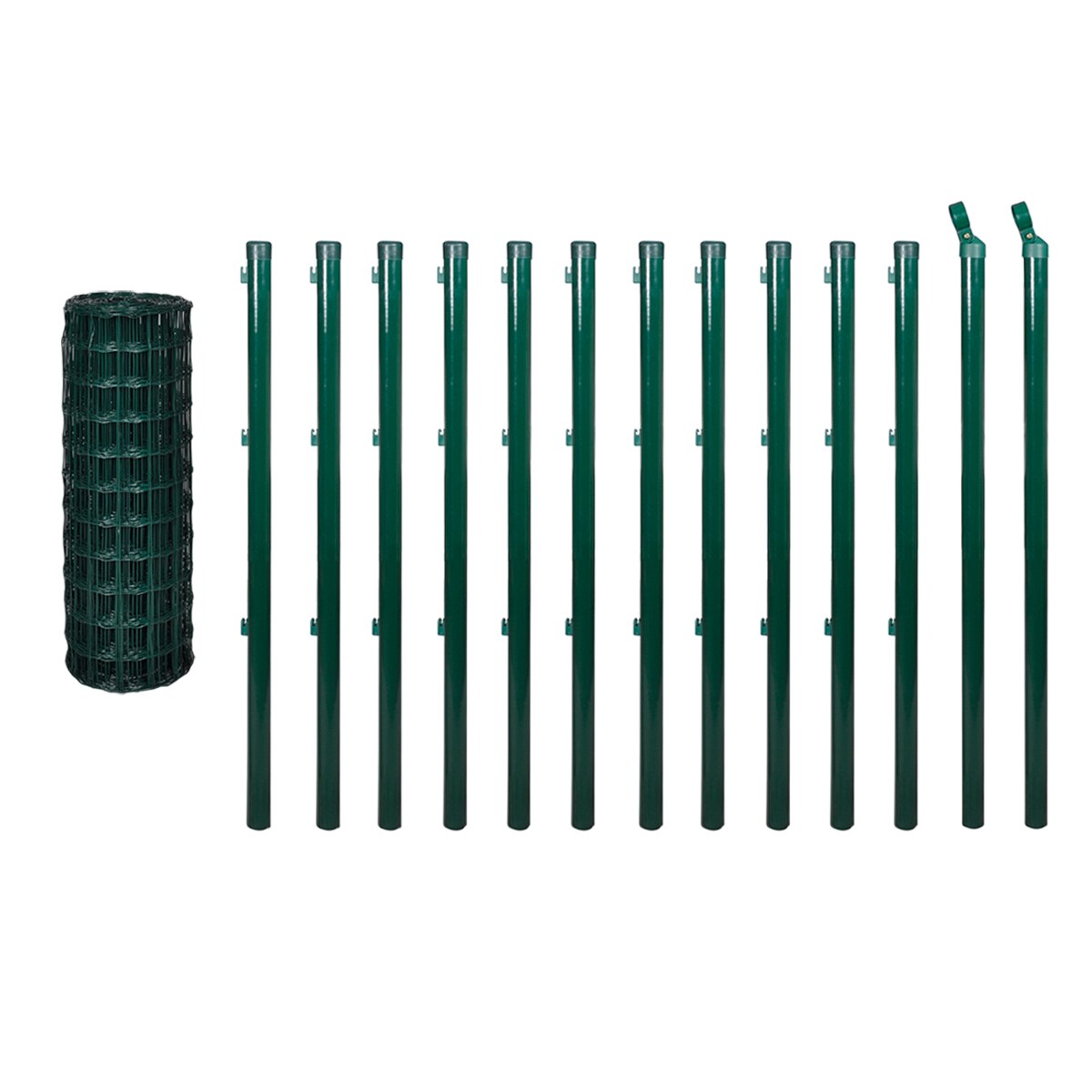 Set de plasa de gard si stalpi, Eurofence, vidaXL, Otel, 1 x 25 m, Verde