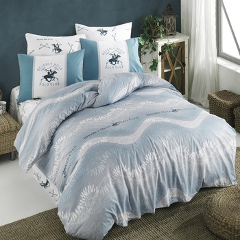 Lenjerie de pat Beverly Hills Polo Club, 2 persoane, 4 piese, Bumbac ranforce Lenjerie de pat Beverly Hills Polo Club, 2 persoane, 4 piese, Bumbac ranforce