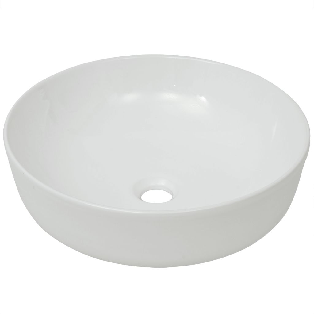 Lavoar ceramic rotund, vidaXL, 41,5 x 13,5 cm, Alb