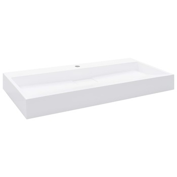 Lavoar compozit ceramica/marmura, vidaXL, 110 x 46 x 11 cm, Alb Lavoar compozit ceramica/marmura, vidaXL, 110 x 46 x 11 cm, Alb