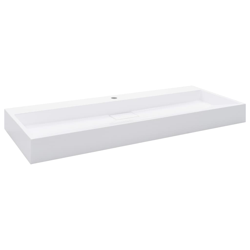 Lavoar compozit ceramica/marmura, vidaXL, 120 x 46 x 11 cm (1 orificiu), Alb