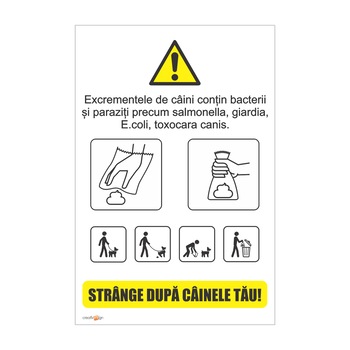 Indicator semnalizare Strange dupa cainele tau, pvc, 20x30cm Indicator semnalizare Strange dupa cainele tau, pvc, 20x30cm