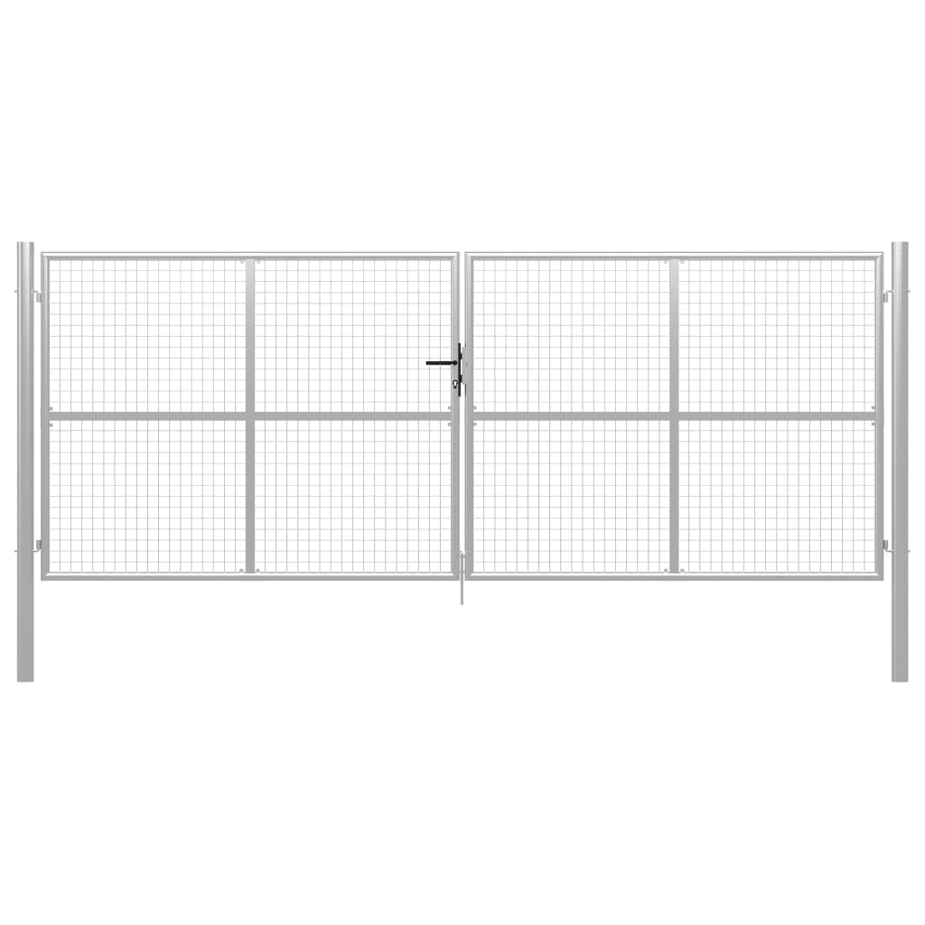Poarta de gradina, vidaXL, Otel galvanizat, 415 x 200 cm, Argintiu