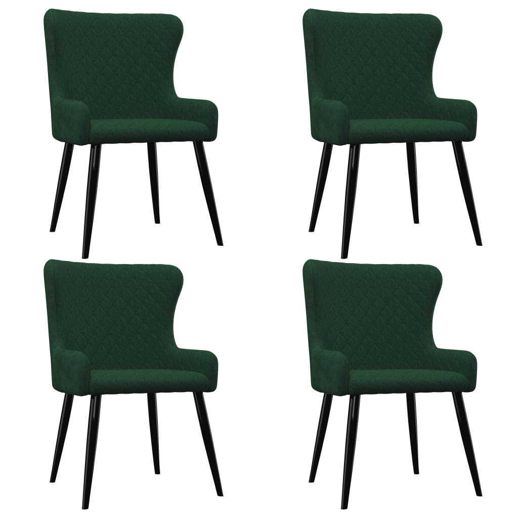 Set de 4 scaune de bucatarie, vidaXL, Verde, 60 x 55 x 84cm, Catifea