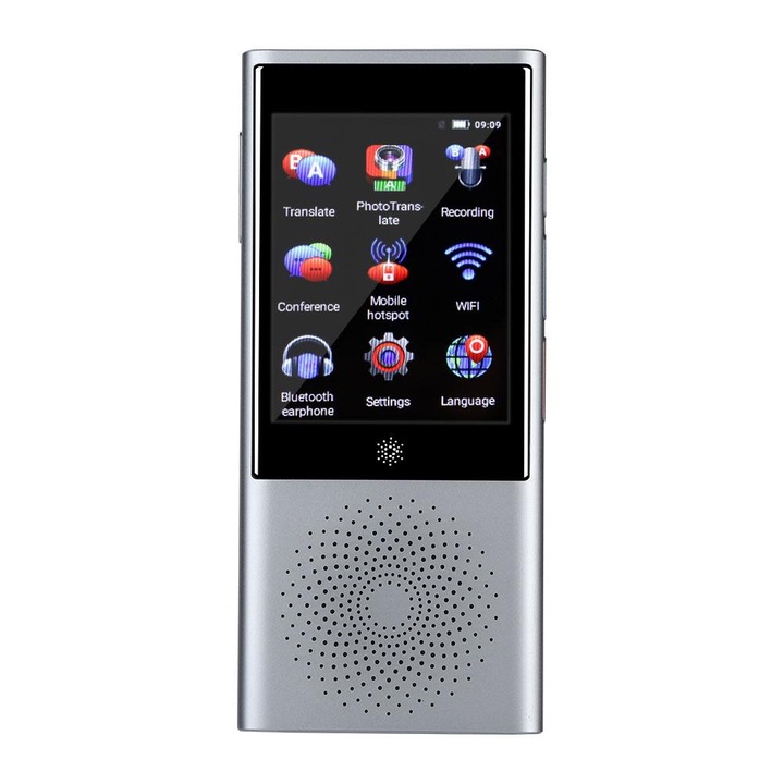 Dispozitiv portabil pentru traduceri, Yosoo, Compatibil cu 45 de limbi, Display 2.8 inci, Gri