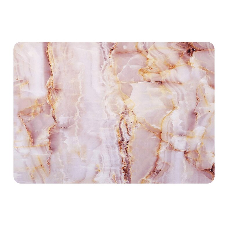 Set protectie 2 in 1 pentru Macbook Air 13.3 inch A1932 cu husa din plastic si folie ecran TPU, model marmura rose gold